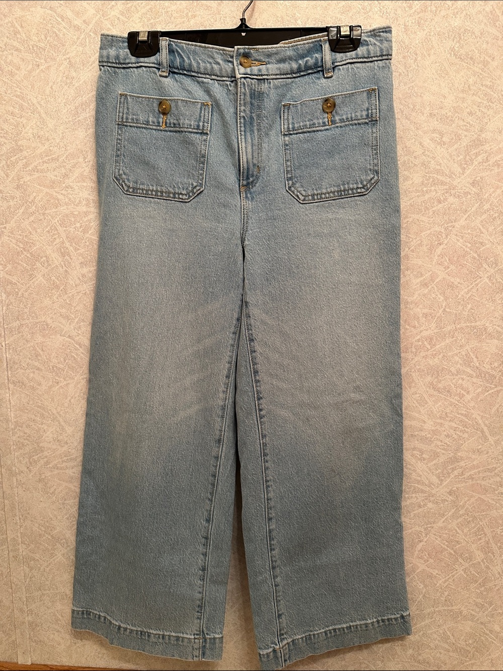 LOFT Light Blue Wide-Leg Jeans with Front Patch Pockets